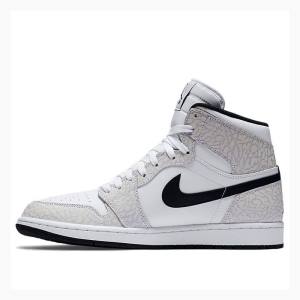 White / Black Nike Retro High Elephant Print Basketball Shoes Men's Air Jordan 1 | JD-864DA