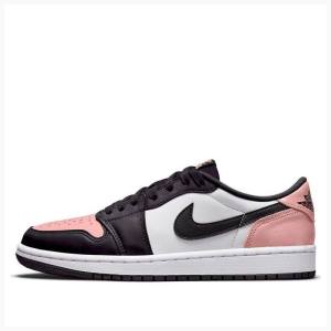 White / Black / Pink Nike Retro Low OG Bleached Coral Sneakers Men's Air Jordan 1 | JD-076XG