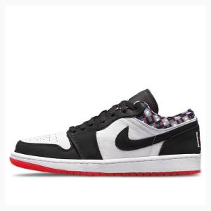 White / Black / Red Nike Low Quai 54 Sneakers Men's Air Jordan 1 | JD-973PE