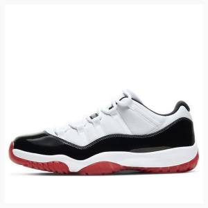 White / Black / Red Nike Retro Low Concord Bred Sneakers Men's Air Jordan 11 | JD-758NL