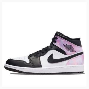 White / Black / Rose Nike Mid SE Amethyst Wave Basketball Shoes Men's Air Jordan 1 | JD-265JS