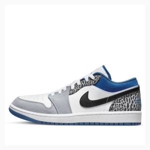 White / Blue / Grey Nike Low SE Sneakers Men's Air Jordan 1 | JD-678OP