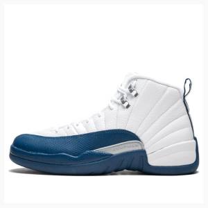 White / Blue Nike Retro French Basketball Shoes Men's Air Jordan 12 | JD-849YN