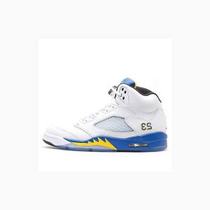 White / Blue Nike Retro Laney Basketball Shoes Men's Air Jordan 5 | JD-294HL