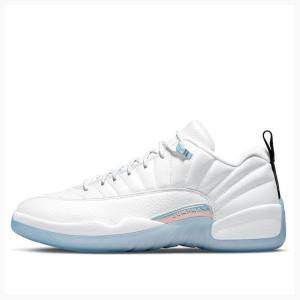 White / Blue Nike Retro Low Lagoon Pulse Easter Egg Sneakers Men's Air Jordan 12 | JD-748PT