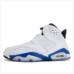 White / Blue Nike Retro Sport Basketball Shoes Men's Air Jordan 6 | JD-810KB