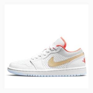 White / Gold Nike Low SE 'White Sesame' Sneakers Women's Air Jordan 1 | JD-120UE