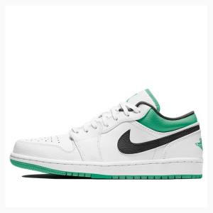 White / Green / Black Nike Retro Low Sneakers Men's Air Jordan 1 | JD-295MZ