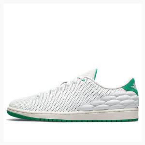 White / Green Nike Centre Court Basketball Shoes Men's Air Jordan 1 | JD-387BT