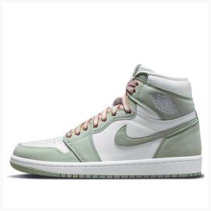 White / Green Nike High OG Seafoam Basketball Shoes Women's Air Jordan 1 | JD-396QG