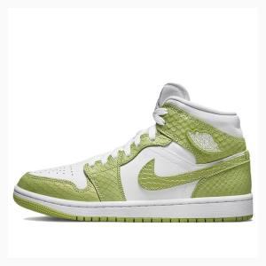 White / Green Nike wmns Mid SE V2 Python Basketball Shoes Women's Air Jordan 1 | JD-908RX