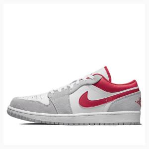 White / Grey / Red Nike Low Sneakers Men's Air Jordan 1 | JD-719CL