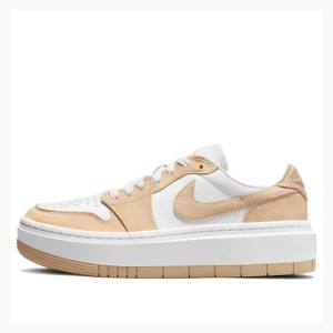 White / Khaki Nike Elevate Low SE Onyx Sneakers Women's Air Jordan 1 | JD-203DU