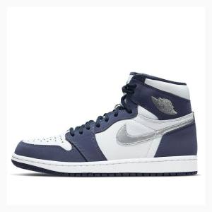 White / Navy Nike High OG CO JP Midnight Basketball Shoes Men's Air Jordan 1 | JD-602EO