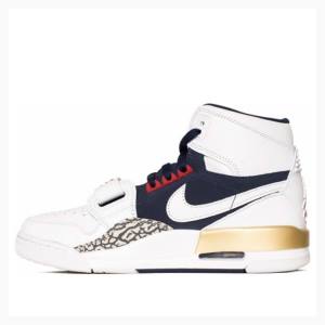 White / Navy Nike Legacy 312 Dream Team Basketball Shoes Men's Air Jordan | JD-930KE