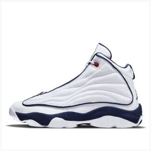 White / Navy Nike Pro Strong Basketball Shoes Men's Air Jordan | JD-601AO