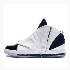 White / Navy Nike Retro Basketball Shoes Men's Air Jordan 16 | JD-437ZG