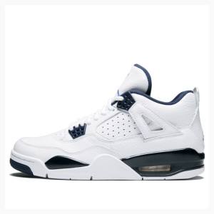 White / Navy Nike Retro LS Legend Basketball Shoes Men's Air Jordan 4 | JD-865ZT