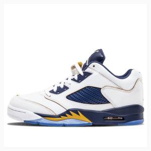 White / Navy Nike Retro Low Dunk From Above Sneakers Men's Air Jordan 5 | JD-479VJ