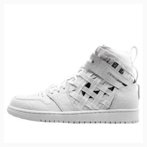 White Nike High Cargo 'Metallic Silver' Basketball Shoes Men's Air Jordan 1 | JD-697MP