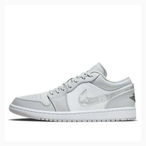 White Nike Low Camo Sneakers Men's Air Jordan 1 | JD-935MJ