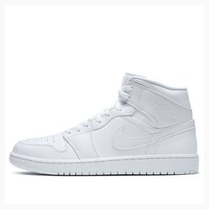 White Nike Mid Basketball Shoes Men's Air Jordan 1 | JD-078BS