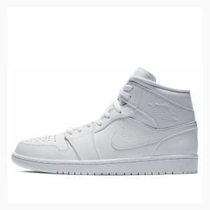 White Nike Mid Basketball Shoes Men's Air Jordan 1 | JD-429UT