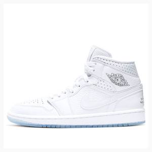 White Nike Mid Basketball Shoes Women's Air Jordan 1 | JD-537GS