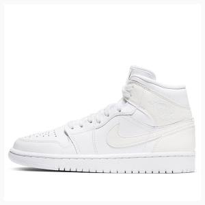 White Nike Mid Basketball Shoes Women's Air Jordan 1 | JD-850ON