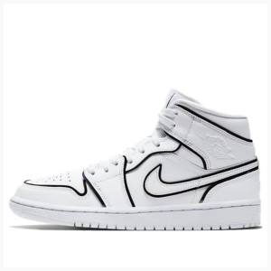 White Nike Mid SE Basketball Shoes Women's Air Jordan 1 | JD-834OH