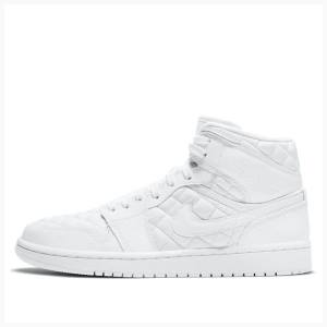 White Nike Mid SE Quilted Basketball Shoes Women's Air Jordan 1 | JD-057IX