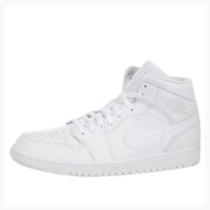 White Nike Mid Triple Basketball Shoes Men's Air Jordan 1 | JD-651UH