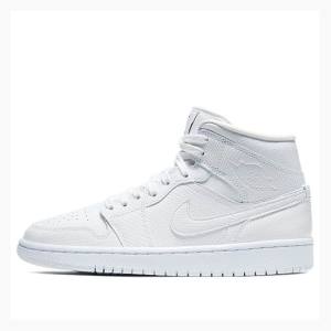 White Nike Mid 'White Snakeskin'(W) Basketball Shoes Women's Air Jordan 1 | JD-174GL