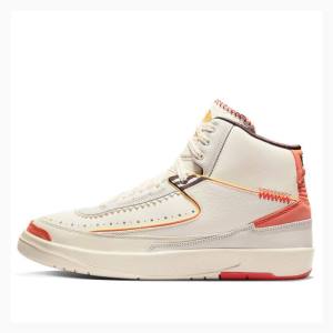 White / Orange Nike Retro Maison Chateau Rouge Basketball Shoes Men's Air Jordan 2 | JD-796NJ