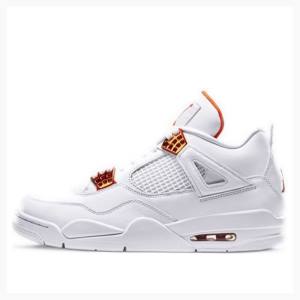 White / Orange Nike Retro Metallic Pack Basketball Shoes Men's Air Jordan 4 | JD-267JG