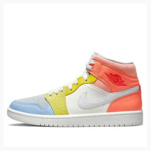 White / Orange / Yellow Nike Mid 'To My First Coach' To My First Coach (W) Basketball Shoes Women's Air Jordan 1 | JD-961DF