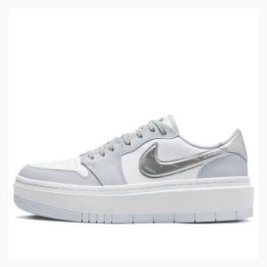 White / Pink Nike Elevate Low SE Tear Away Sneakers Women's Air Jordan 1 | JD-659CS