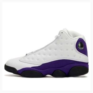 White / Purple / Black Nike Retro Lakers Basketball Shoes Men's Air Jordan 13 | JD-910IJ