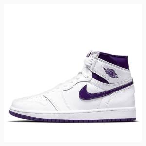 White / Purple Nike High OG Court Basketball Shoes Women's Air Jordan 1 | JD-168KC