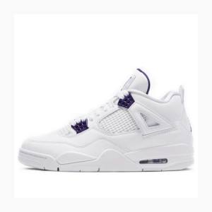 White / Purple Nike Retro Metallic Pack Basketball Shoes Men's Air Jordan 4 | JD-729RY