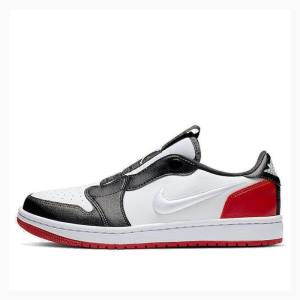 White / Red / Black Nike RET Low Slip Sneakers Women's Air Jordan 1 | JD-218BZ