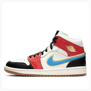 White / Red / Blue Nike Mid SE Let(Her)Man Basketball Shoes Women's Air Jordan 1 | JD-148JI