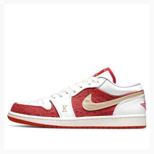 White / Red Nike Low Spades Sneakers Men's Air Jordan 1 | JD-895CF