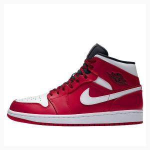 White / Red Nike Mid Chicago Basketball Shoes Men's Air Jordan 1 | JD-641BP