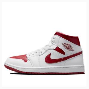 White / Red Nike Mid Reverse Chicago Basketball Shoes Women's Air Jordan 1 | JD-236AL