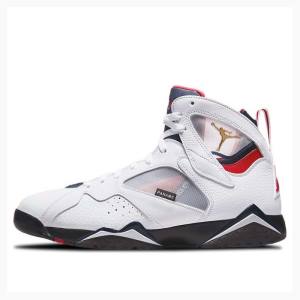 White / Red Nike Retro BCFC Paris Saint-Germain Basketball Shoes Men's Air Jordan 7 | JD-548SQ