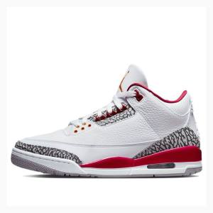 White / Red Nike Retro Cardinal Basketball Shoes Men's Air Jordan 3 | JD-532EO