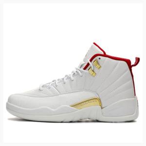 White / Red Nike Retro FIBA Basketball Shoes Men's Air Jordan 12 | JD-092WY