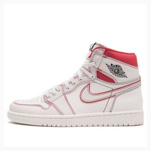 White / Red Nike Retro High OG Sail Phantom Basketball Shoes Men's Air Jordan 1 | JD-915BS