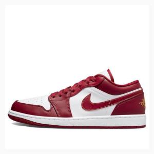 White / Red Nike Retro Low Sneakers Men's Air Jordan 1 | JD-459UD